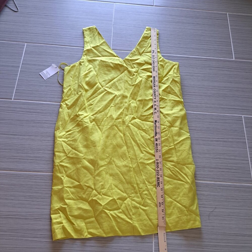 Ophelia Roe Women's Size XL Mustard Yellow Linen Blend V-neck Mini Dress Summer - Picture 7 of 8